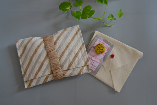 Combo Pack : Cheer On Brooch & Clutch Bag & Wallet Chanderi Textile