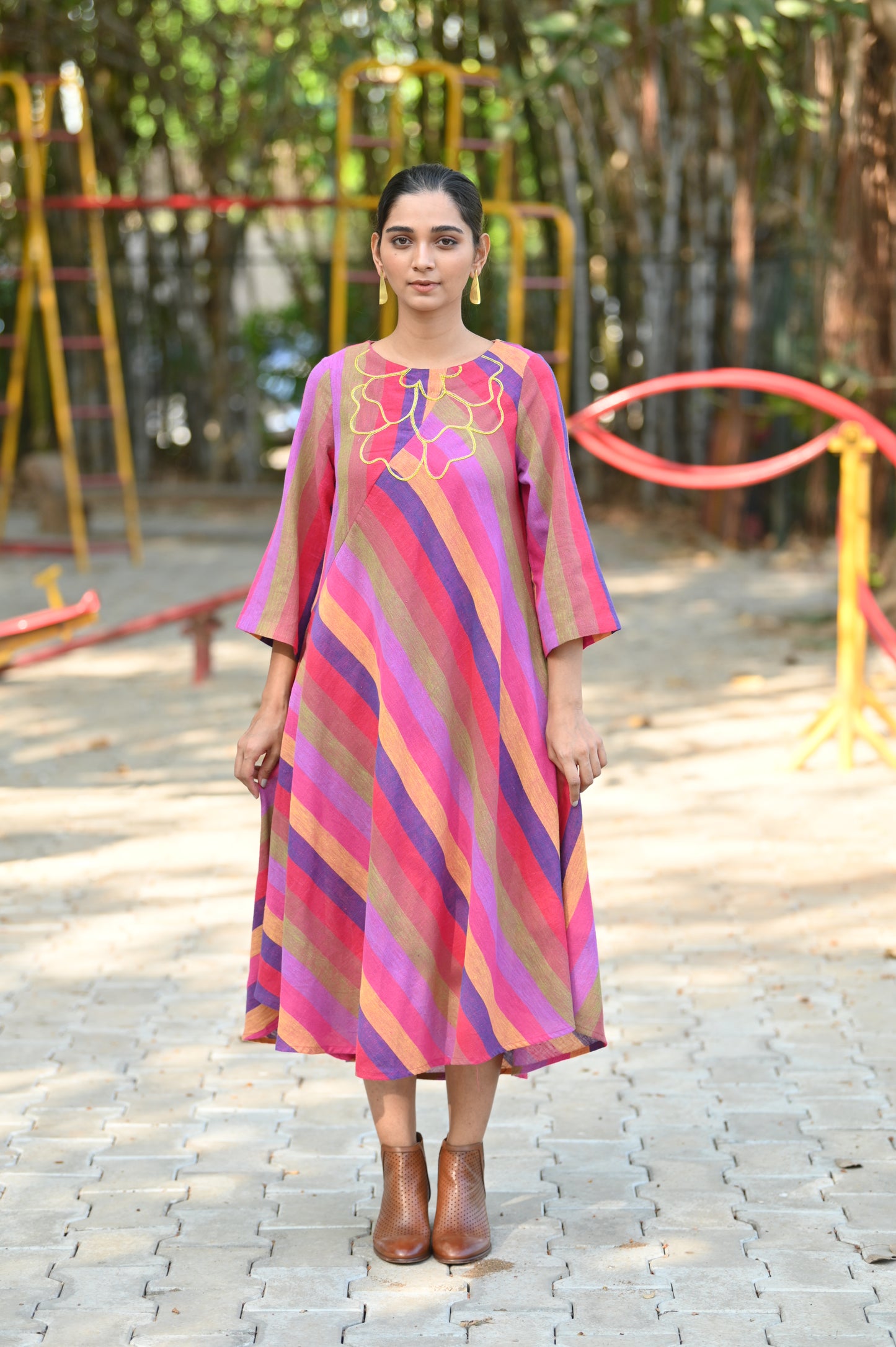 Dress With Flower Embroidery