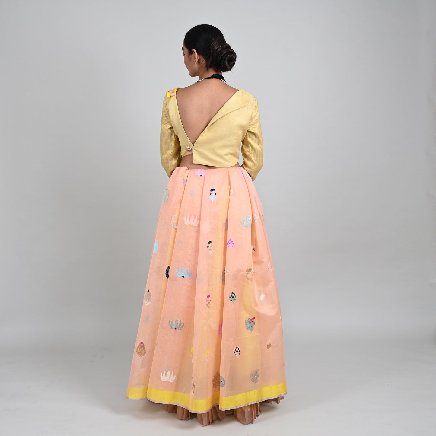 Virasat Golden Half Tissue Blouse