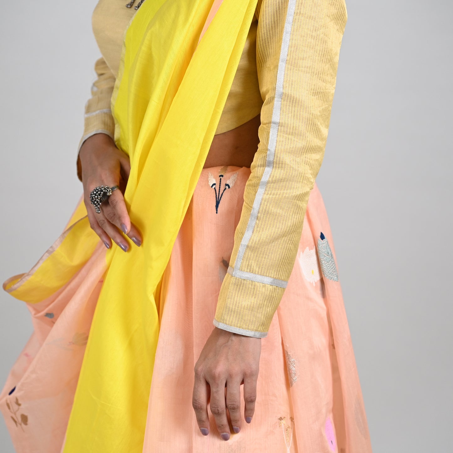 Virasat Golden Half Tissue Blouse