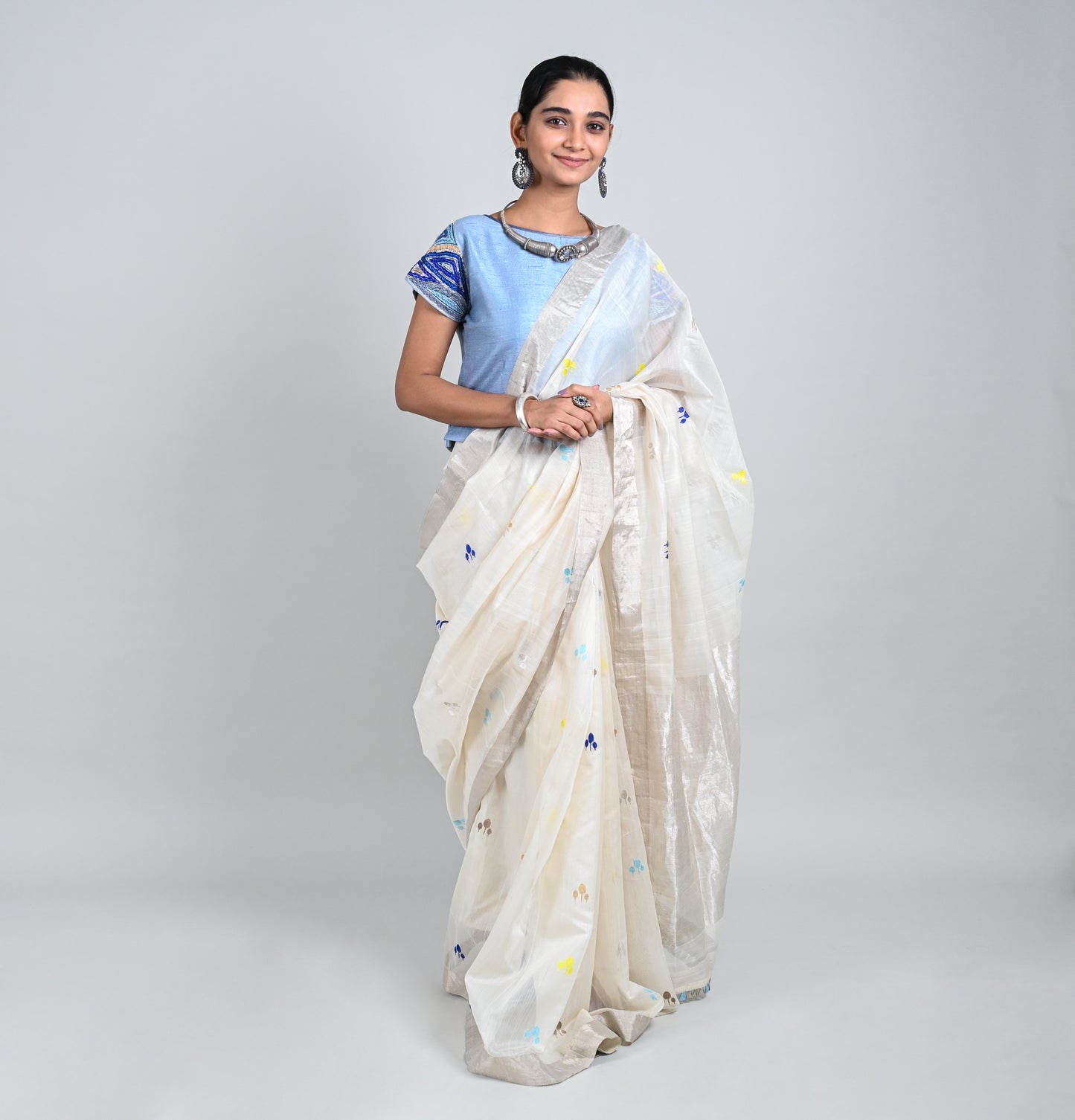 Chandrima White Tikka Butti Saree