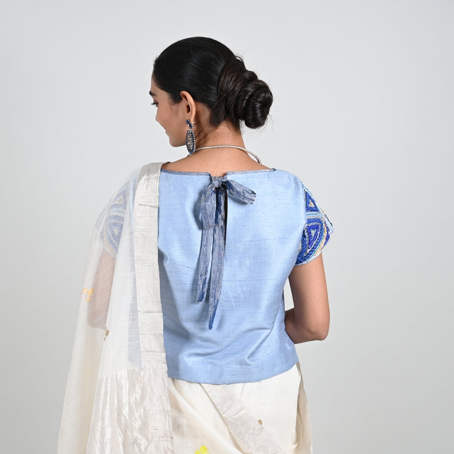 Chandrima Blue Matka Silk Blouse