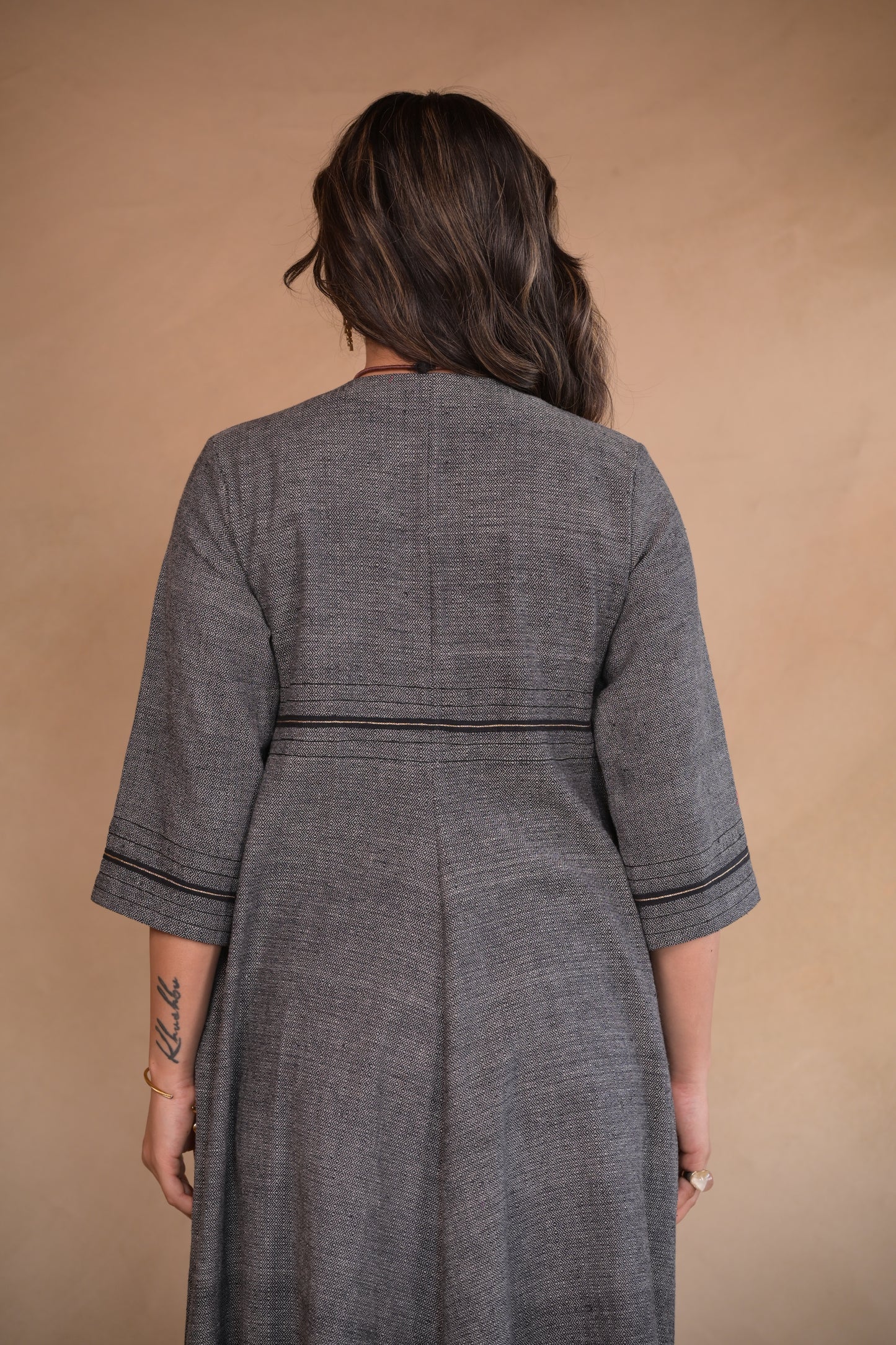 Jacket, Long Diamond Weave With Pockets & Embroidery