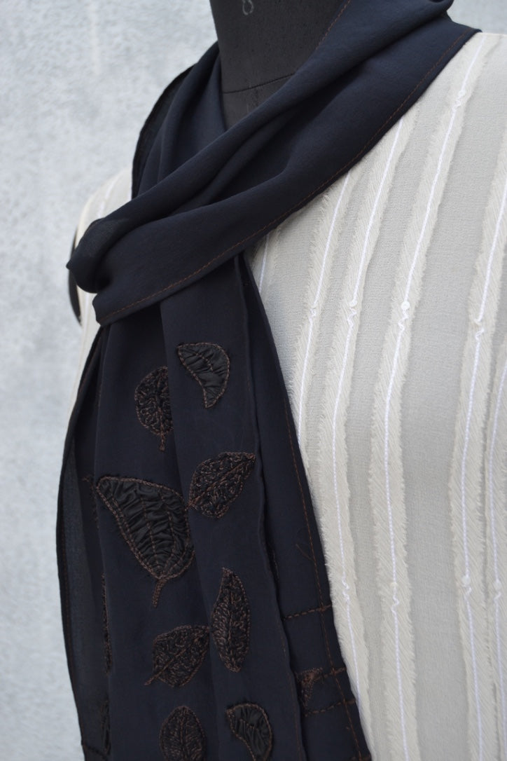 Leaf Patch & Thread Embroidery Dupatta Style