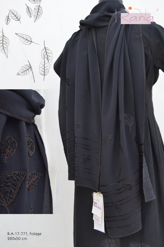 Leaf Patch & Thread Embroidery Dupatta Style