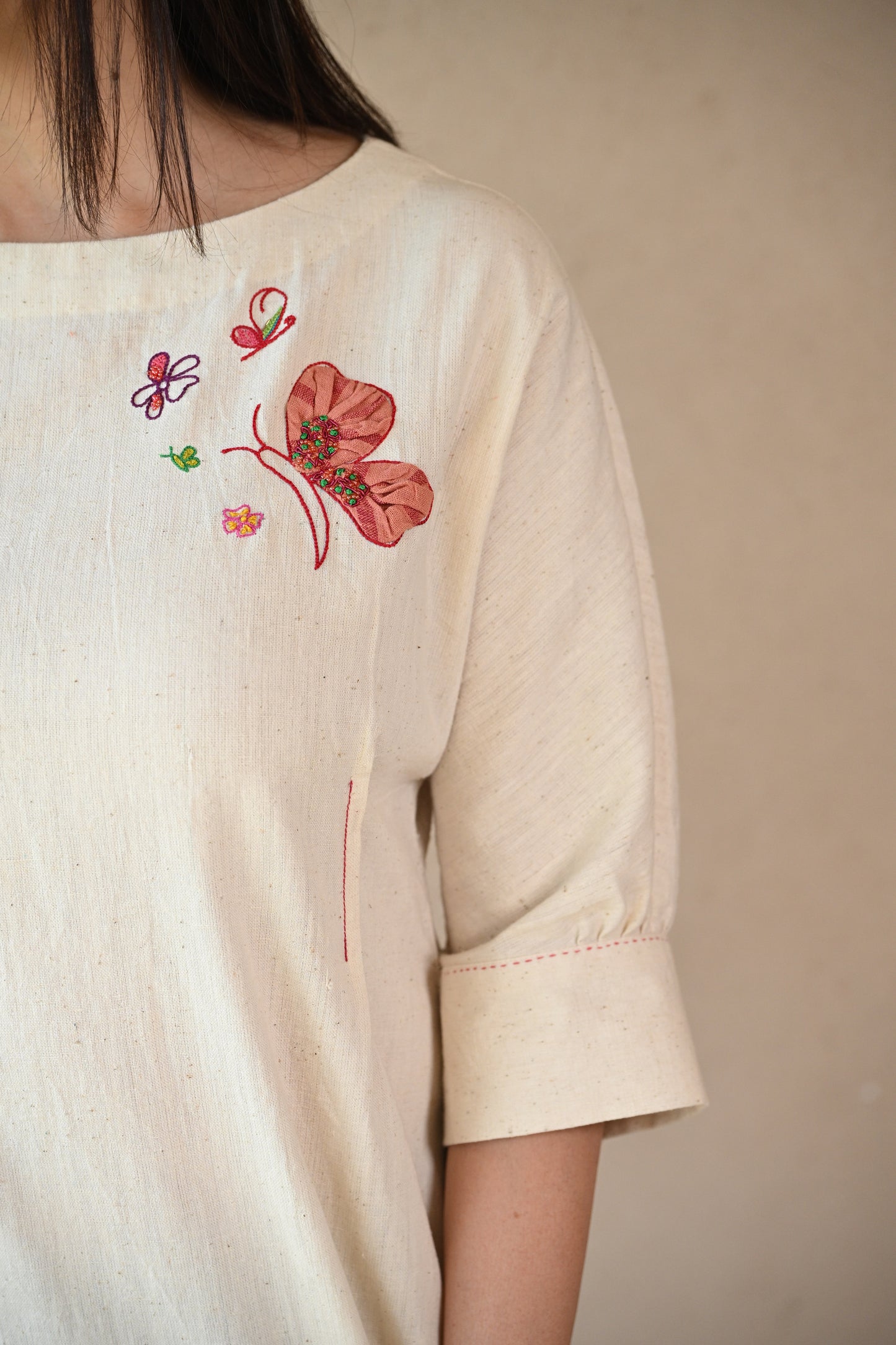 Gigi Dress Continous Sleeve with Embroidery Detail