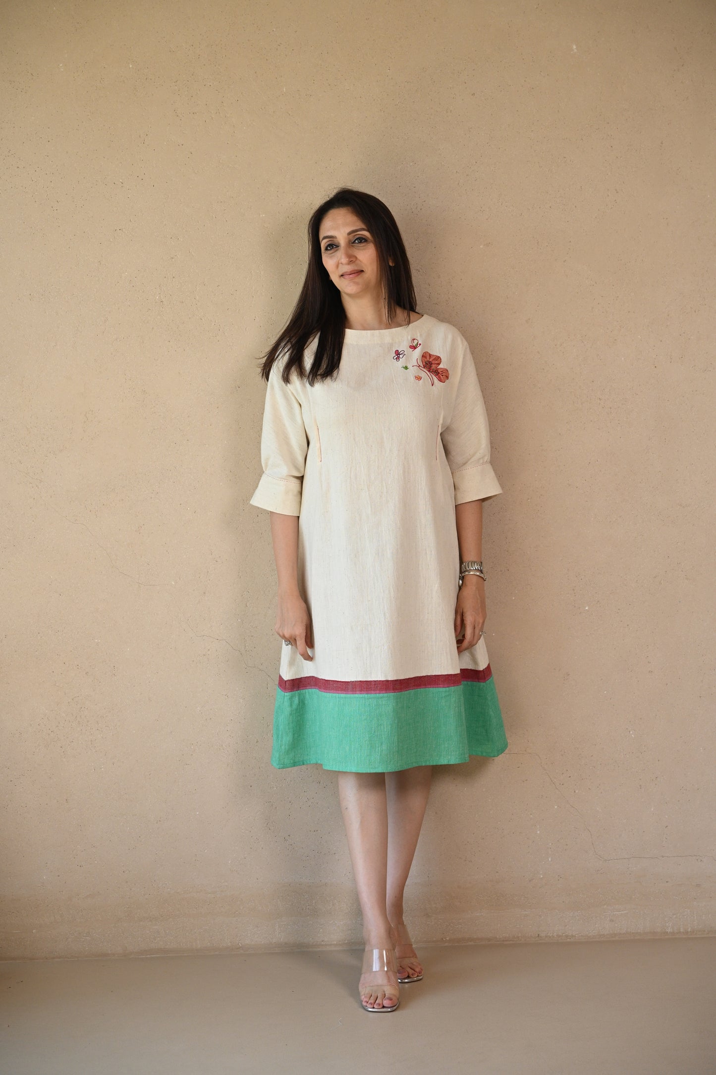 Gigi Dress Continous Sleeve with Embroidery Detail