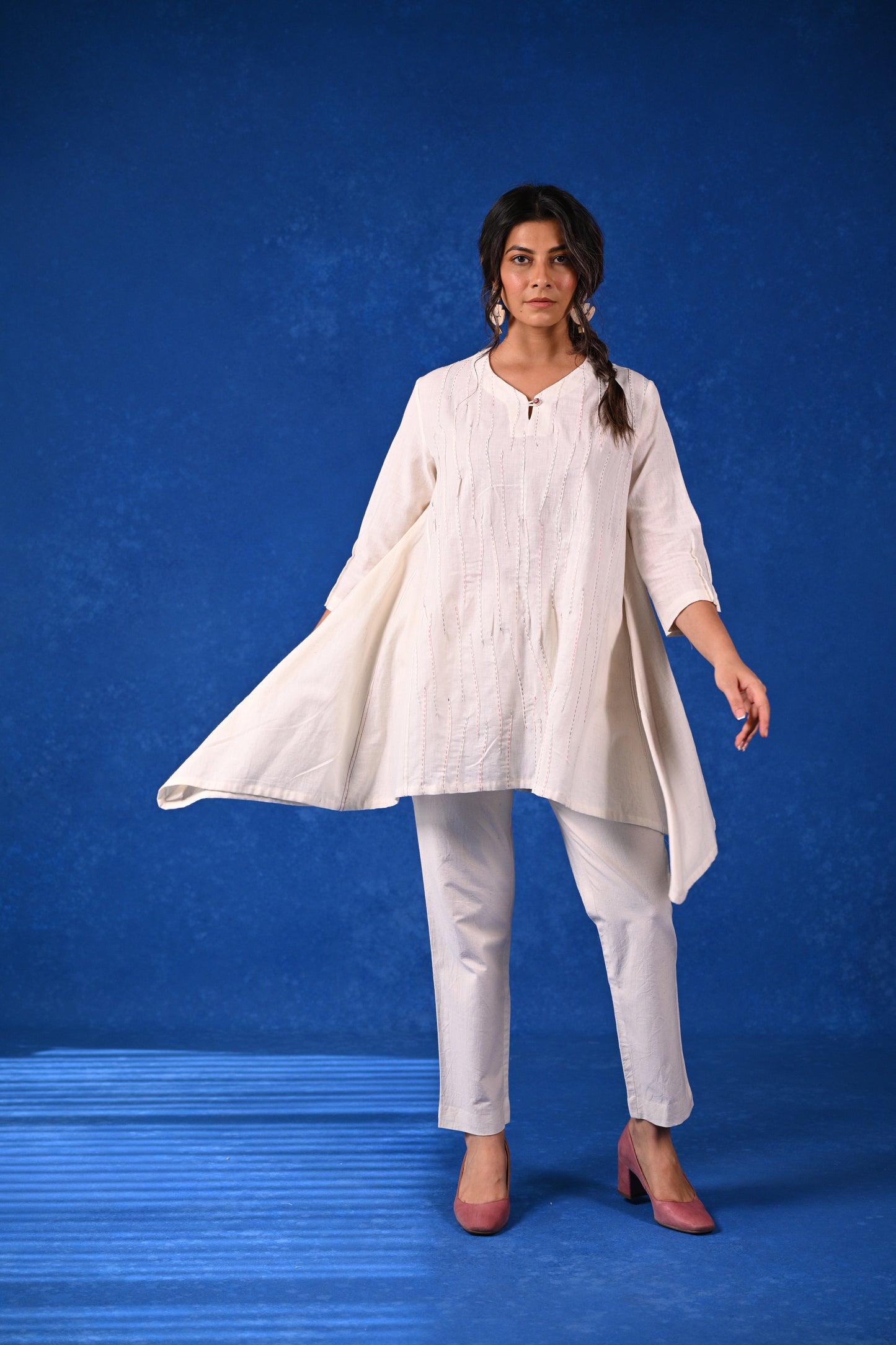 Tulip, Tunic With Multi Colour Tanka Details