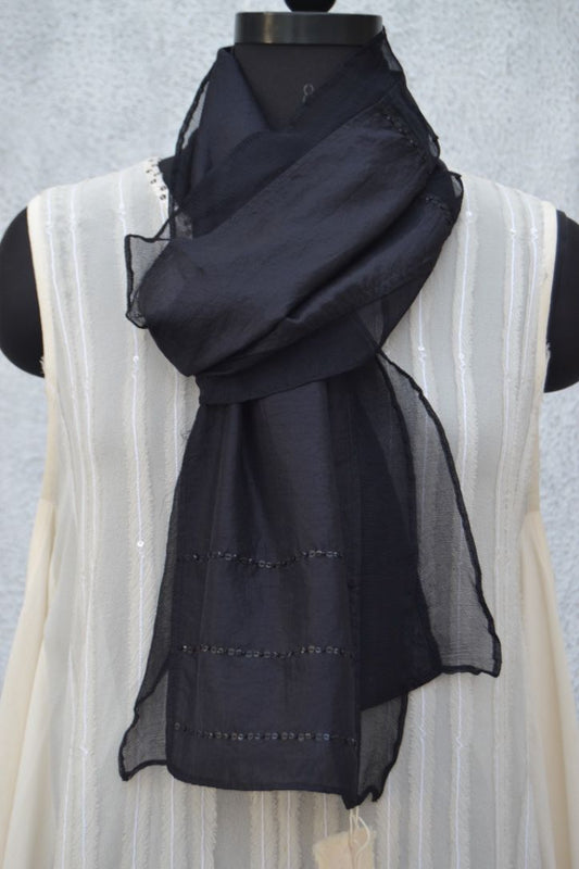 Paneled Scarf in Silk & Chiffon