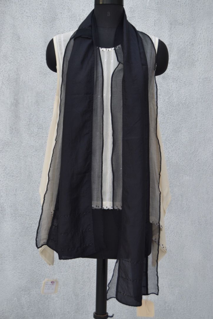 Paneled Scarf in Silk & Chiffon