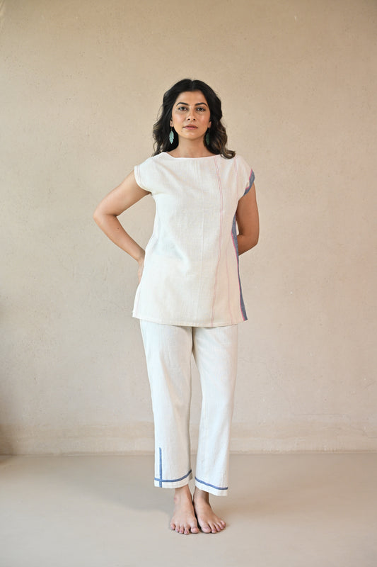 Pant,Straight Cut With Fabric Detailng At Hem