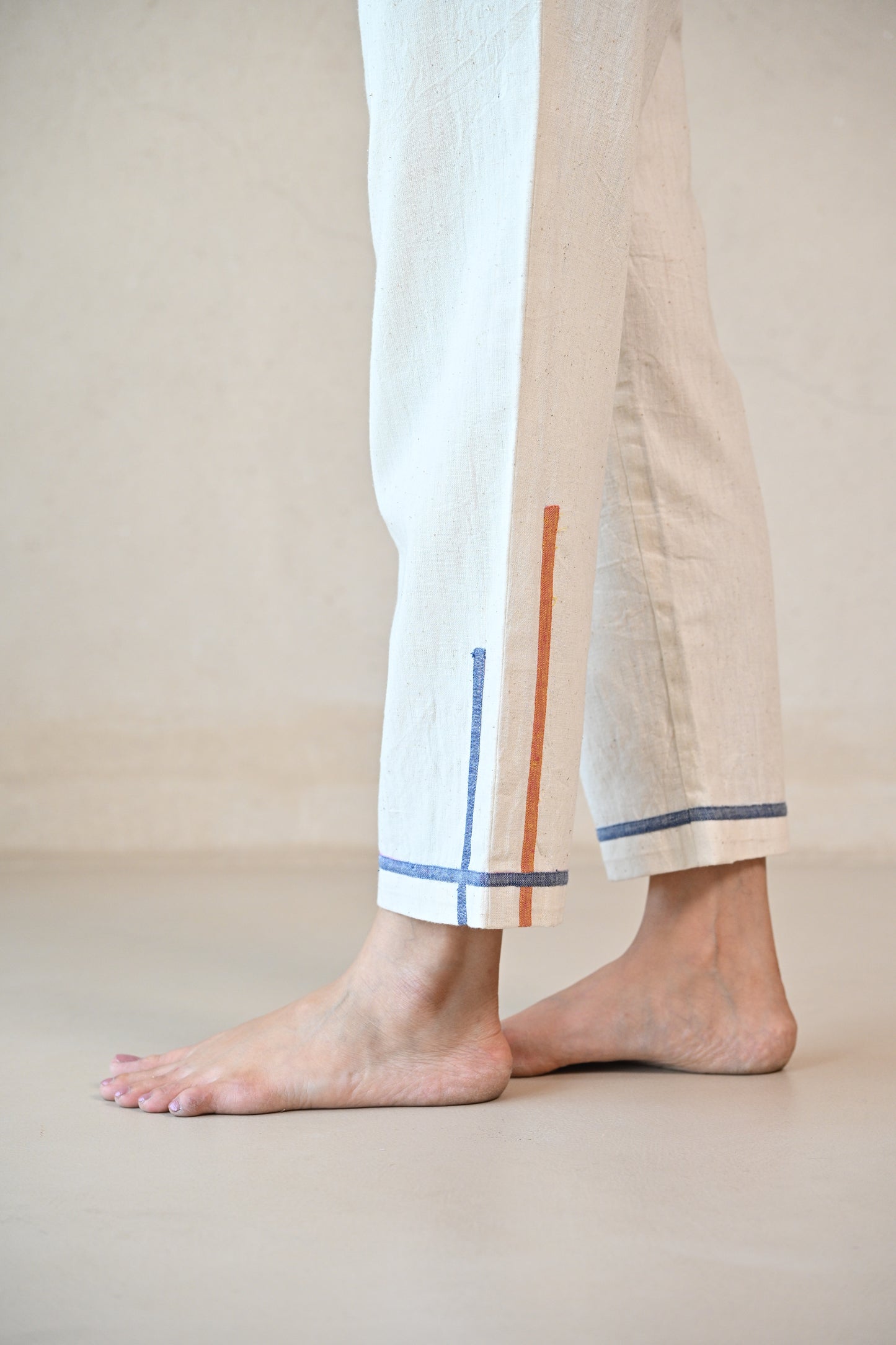 Pant,Straight Cut With Fabric Detailng At Hem