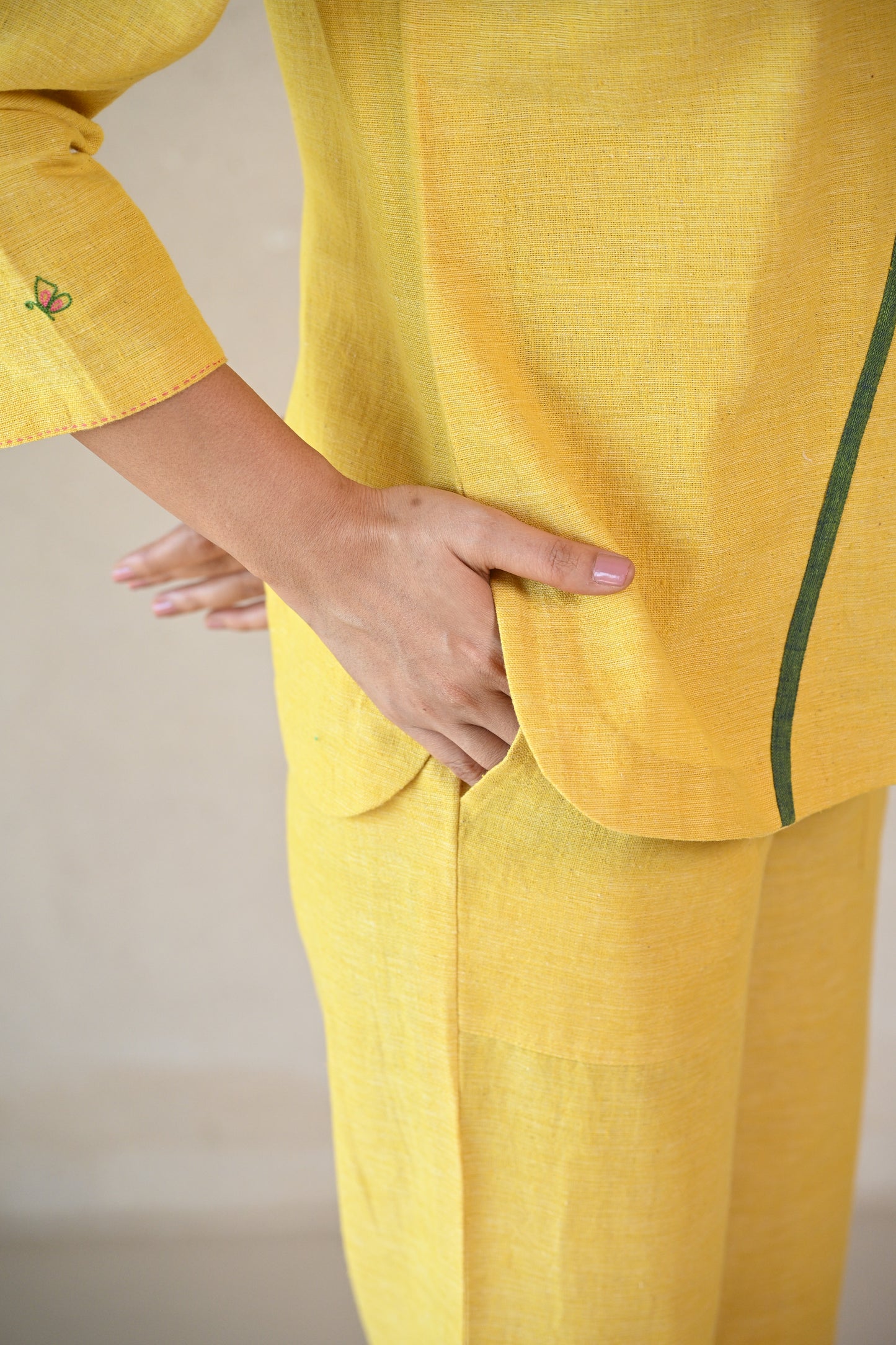 Zuri, Shirt, Fabric Panel Details, with Multi color Buttons, Embroidery Accents
