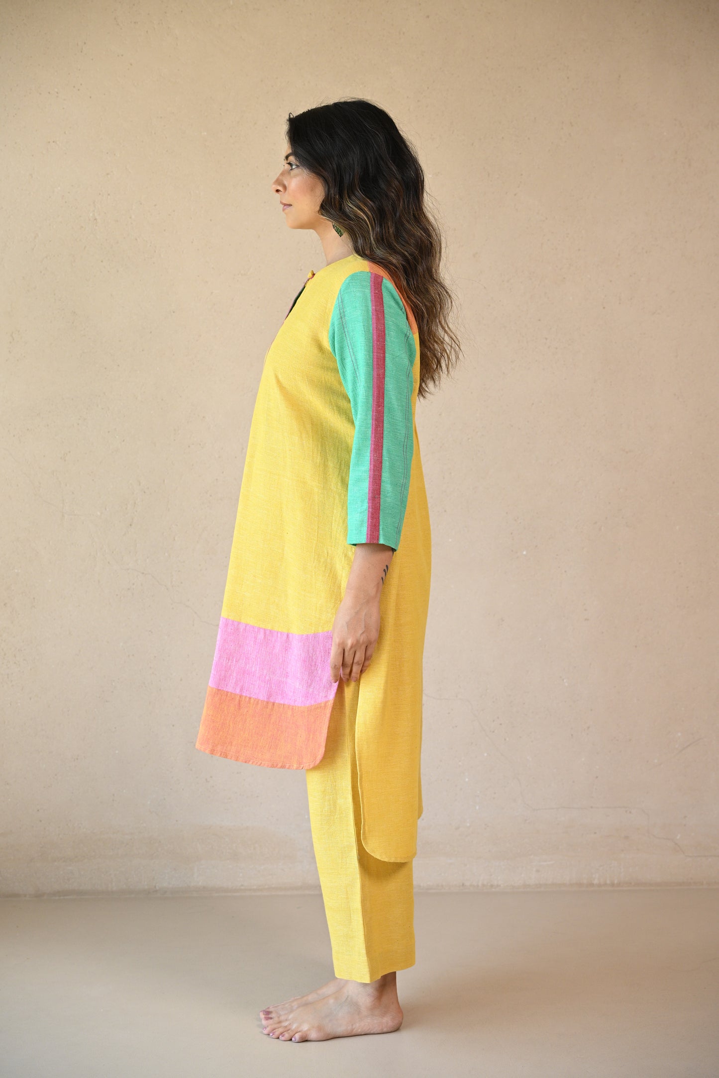 Lola, Kurta, with Colour Blocking & Embroidery Accents