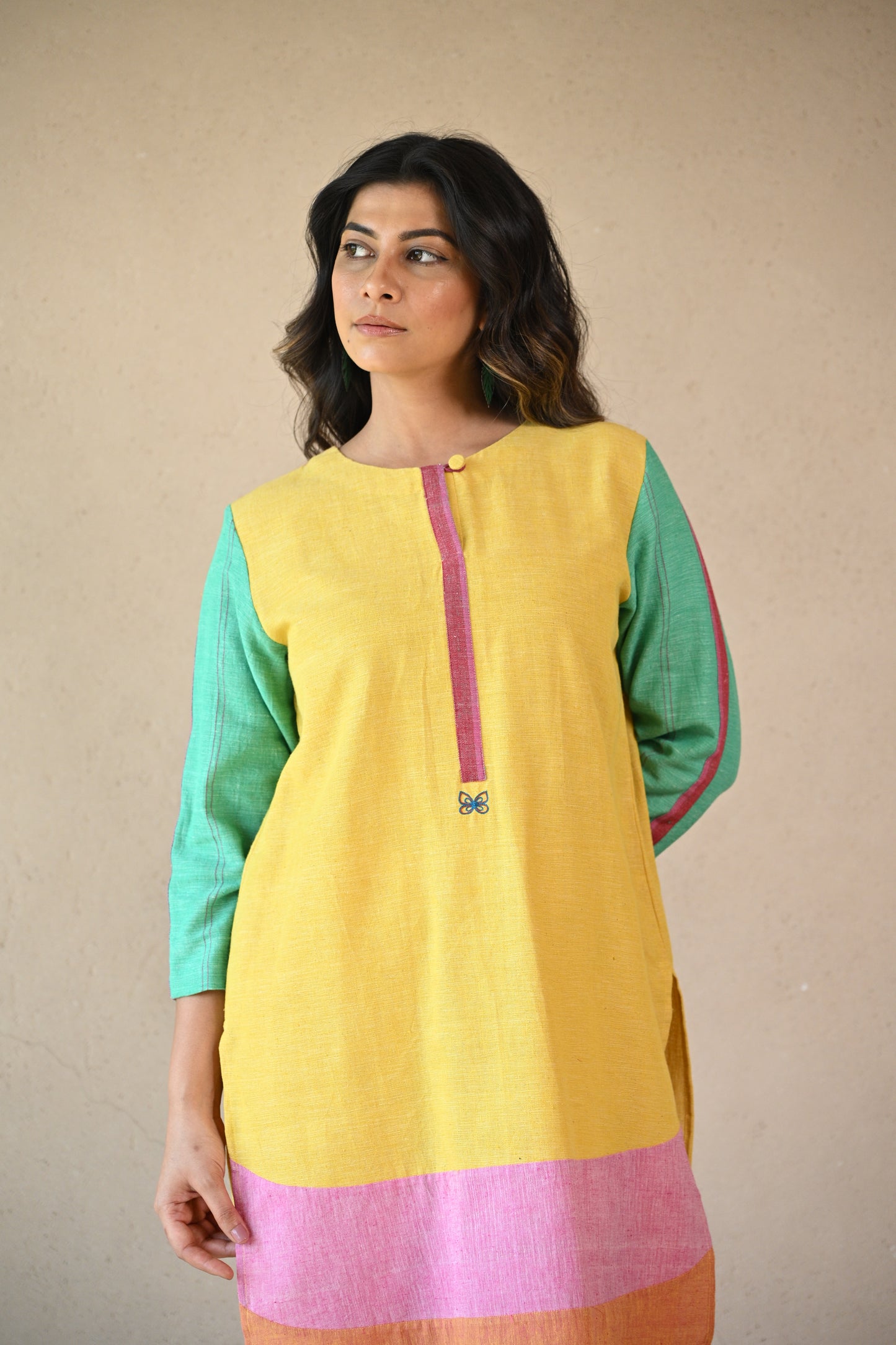 Lola, Kurta, with Colour Blocking & Embroidery Accents