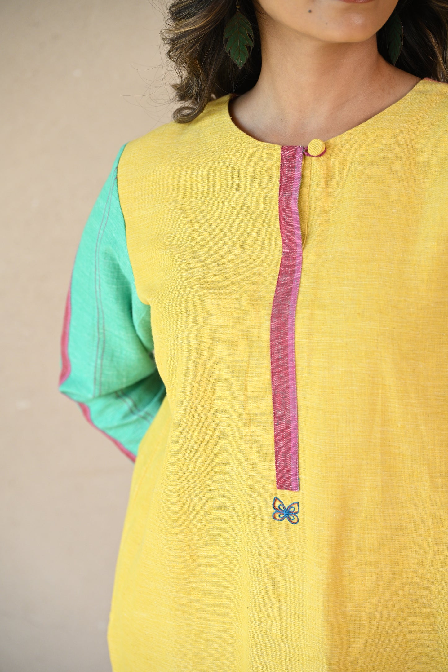 Lola, Kurta, with Colour Blocking & Embroidery Accents