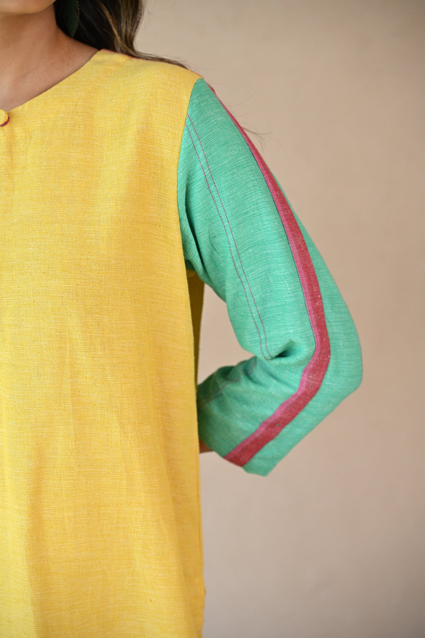 Lola, Kurta, with Colour Blocking & Embroidery Accents