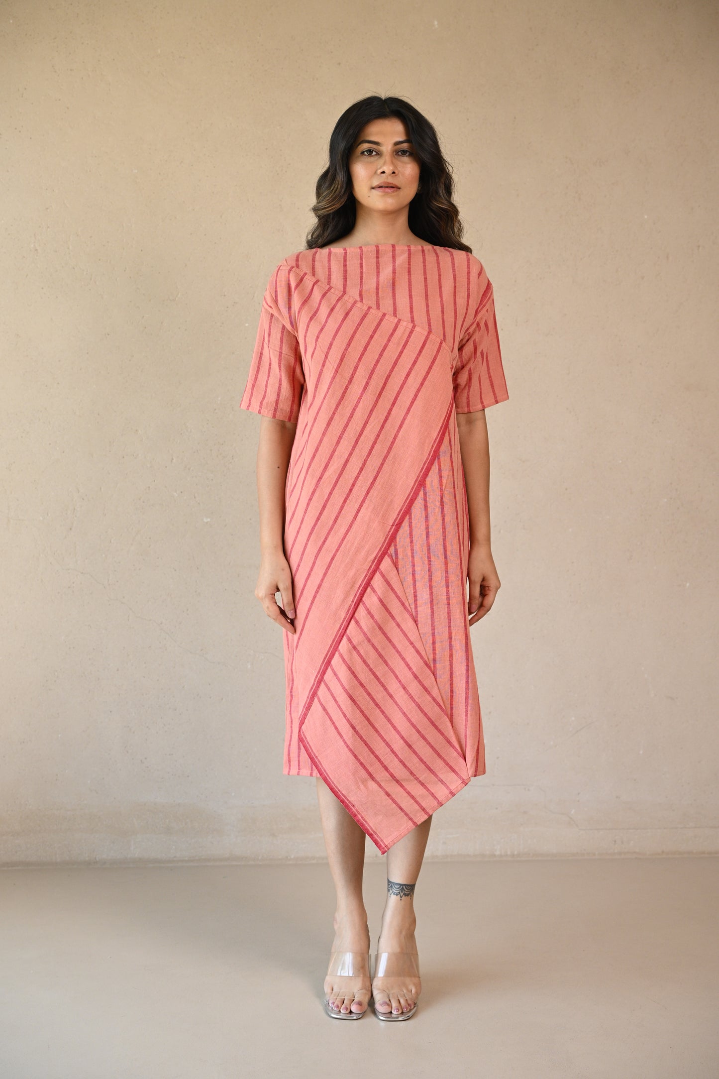 Scarlet ,Dress Uncut Diagonal Folded