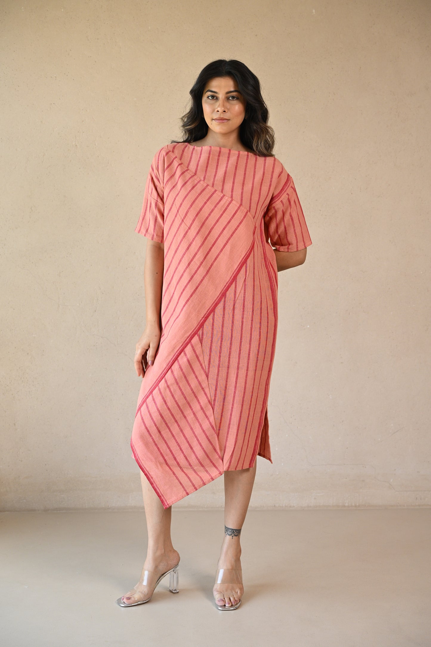 Scarlet ,Dress Uncut Diagonal Folded