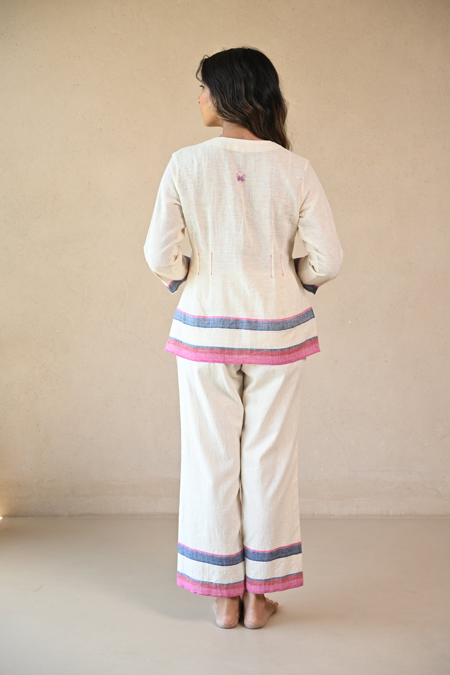 Azure, Tunic Jacket Style One Button & Embroidery Accents