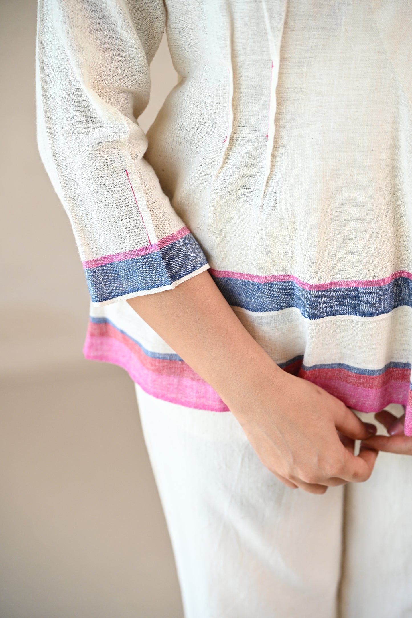 Azure, Tunic Jacket Style One Button & Embroidery Accents