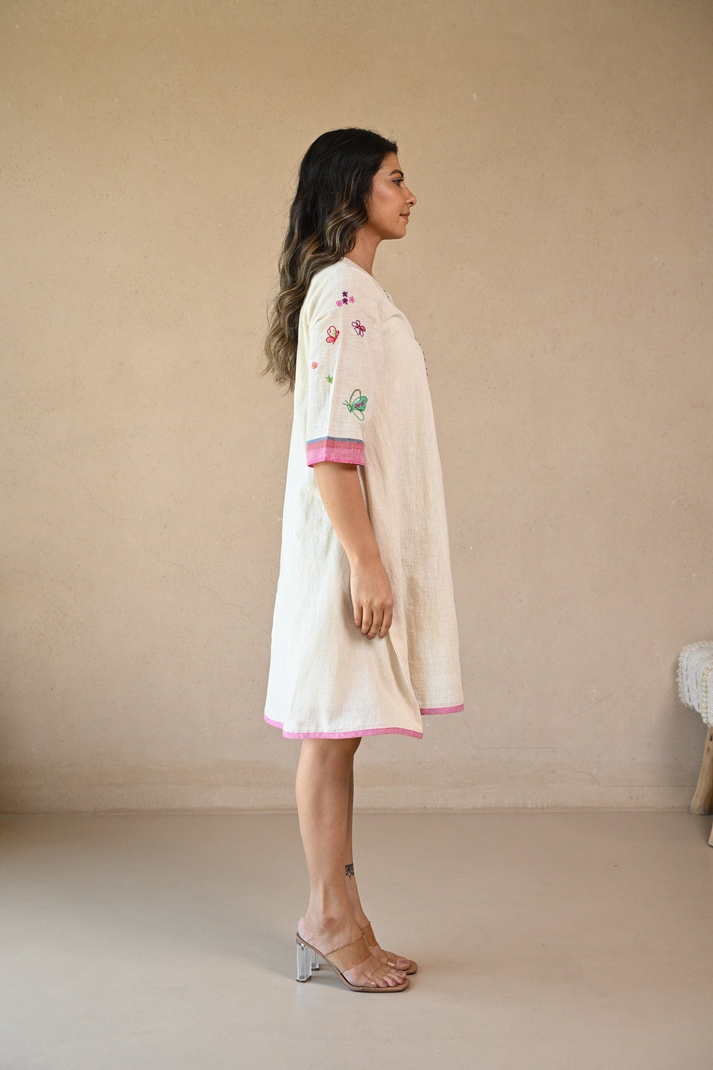 Titali, Dress with Ruching & Embroidery details