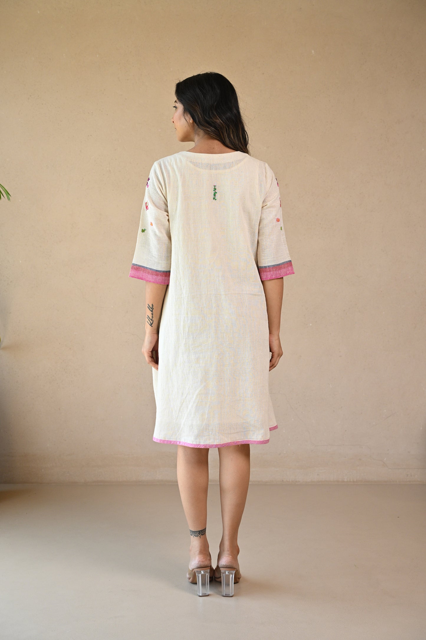 Titali, Dress with Ruching & Embroidery details