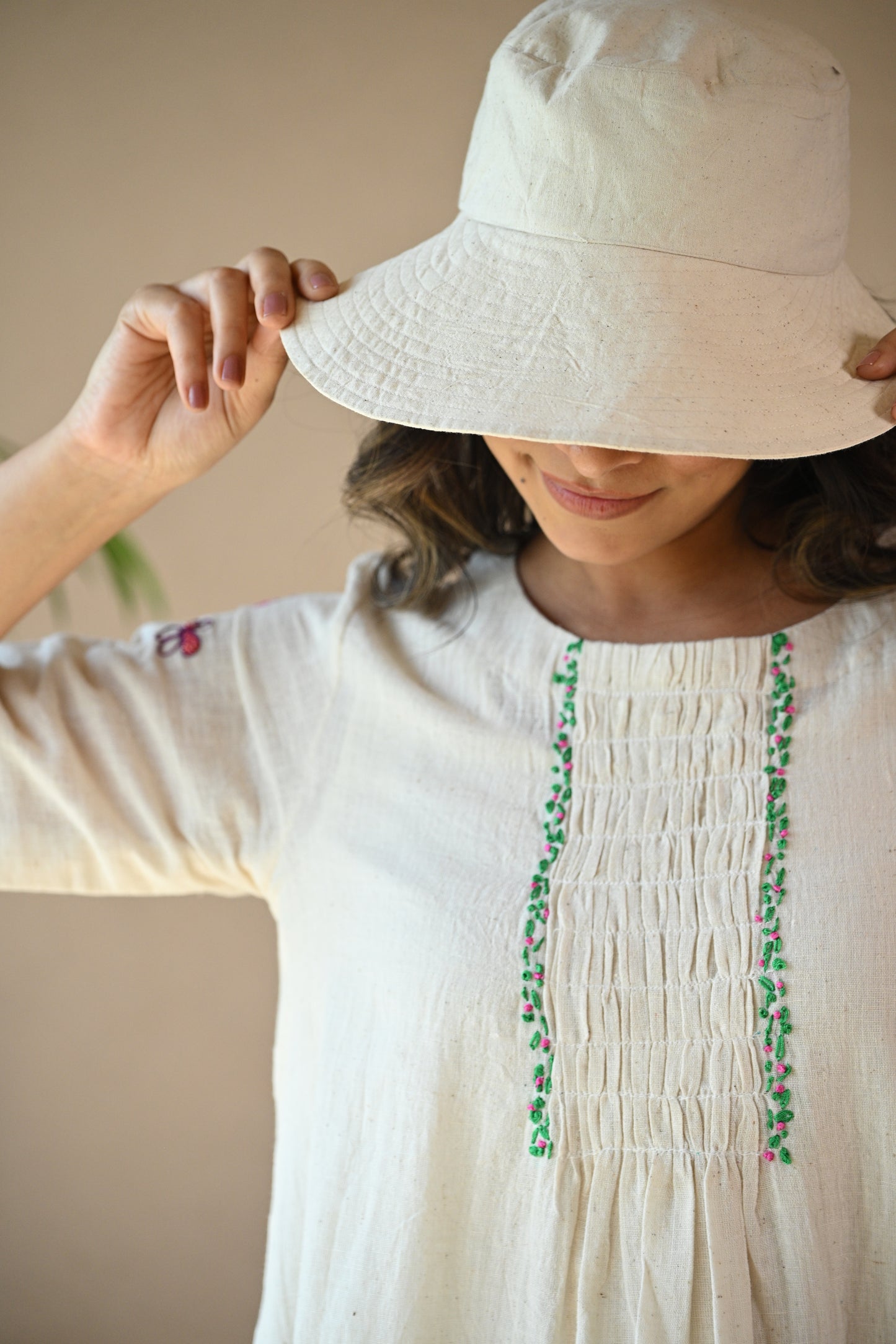 Titali, Dress with Ruching & Embroidery details