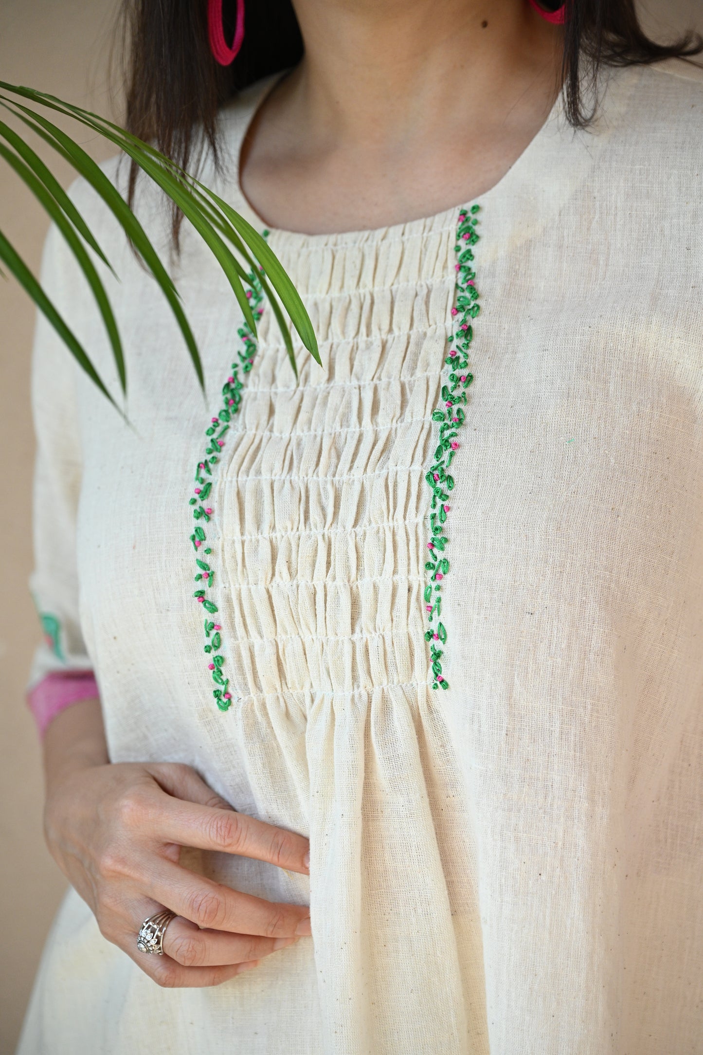 Titali, Tunic with Ruching & Embroidery details