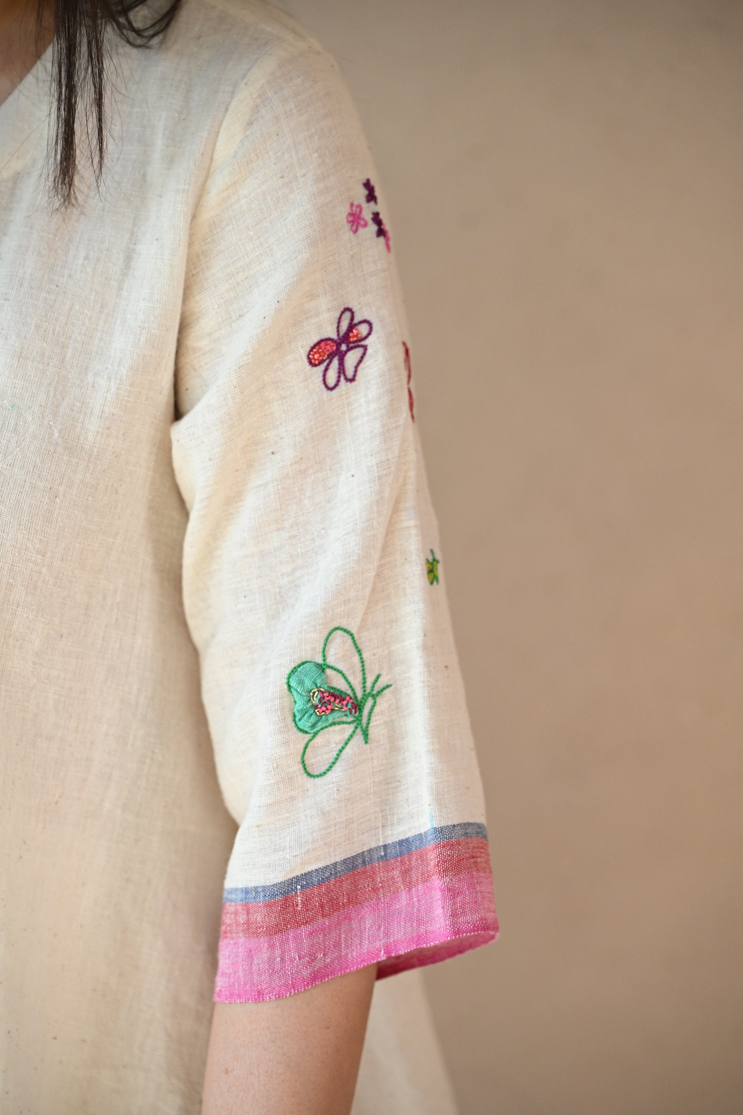 Titali, Tunic with Ruching & Embroidery details