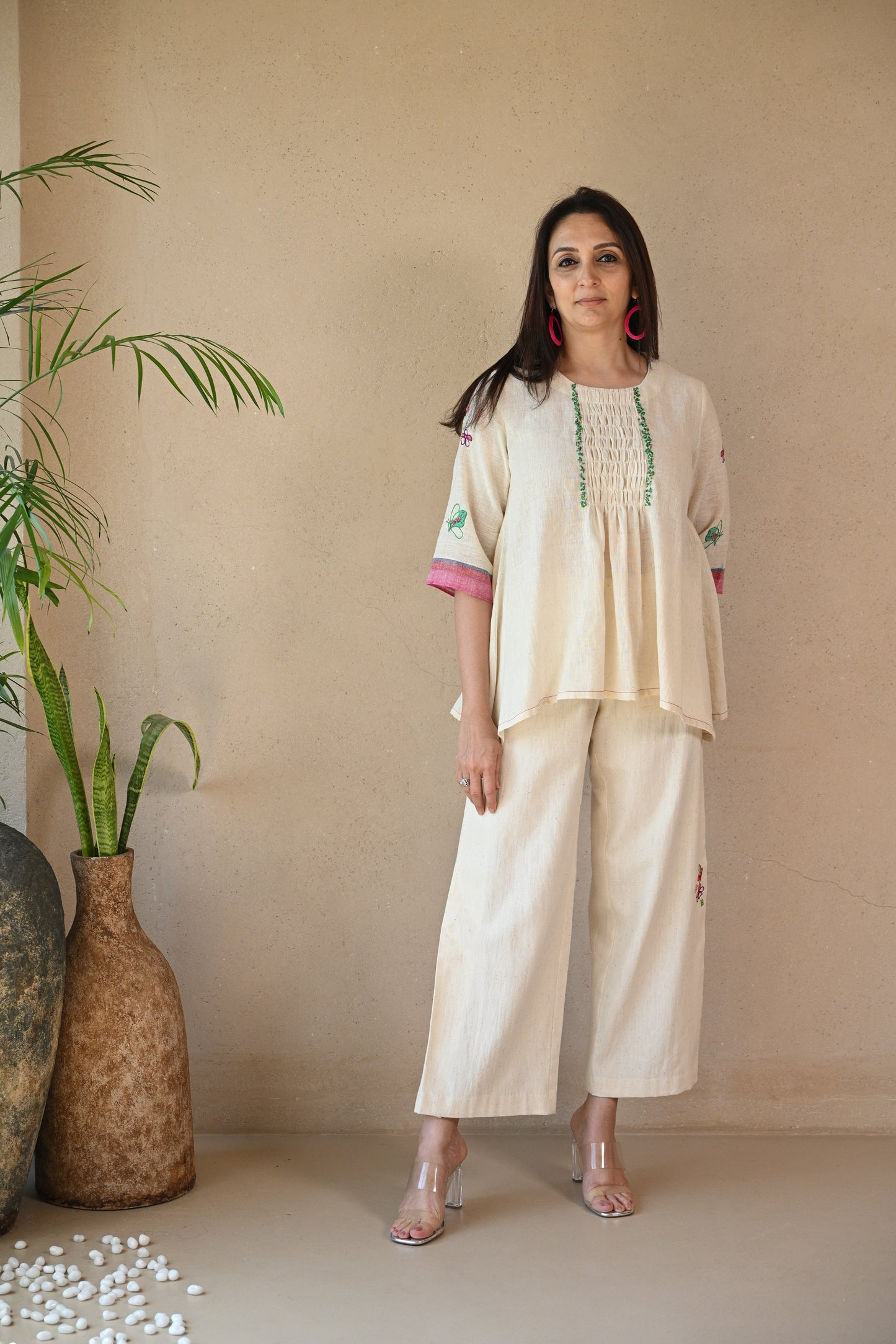 Titali, Tunic with Ruching & Embroidery details