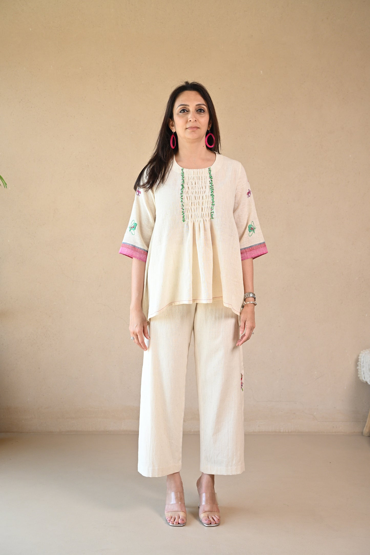 Titali, Tunic with Ruching & Embroidery details