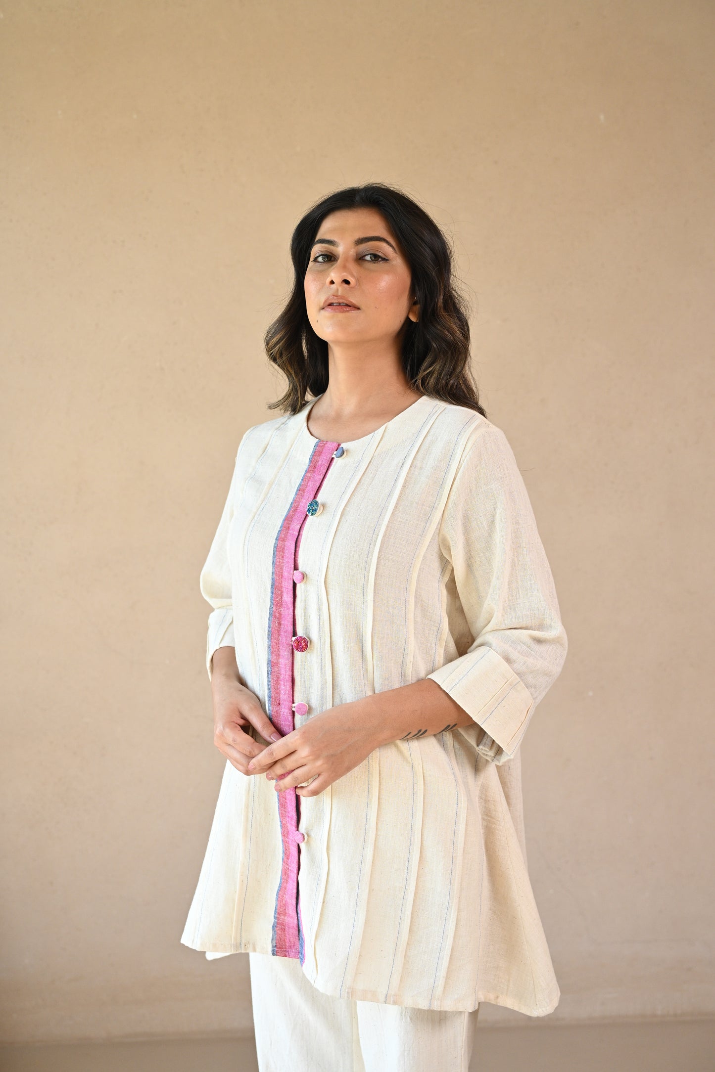 Ziggy, Tunic with Embroidered & Multi Color Button