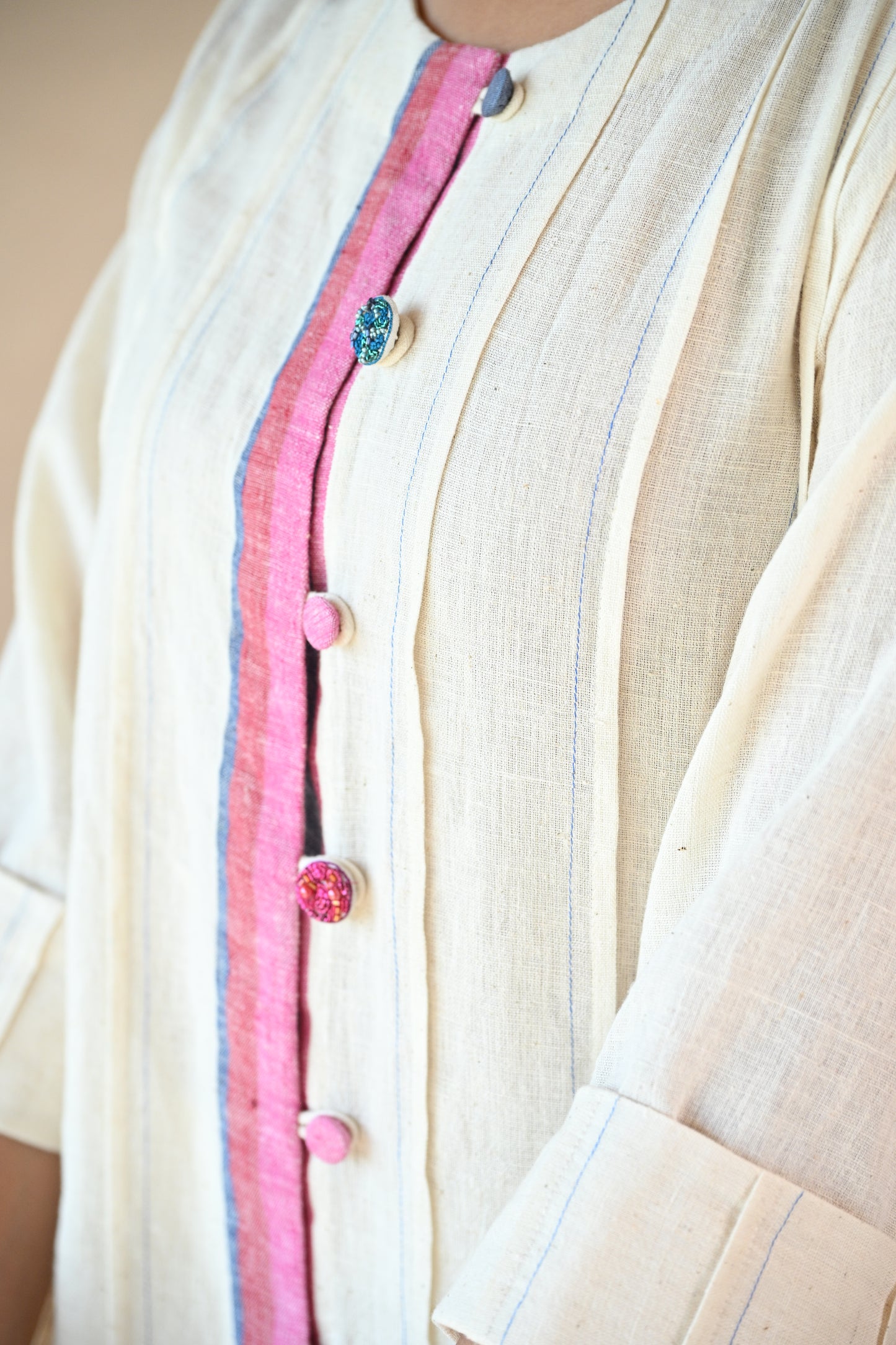 Ziggy, Tunic with Embroidered & Multi Color Button