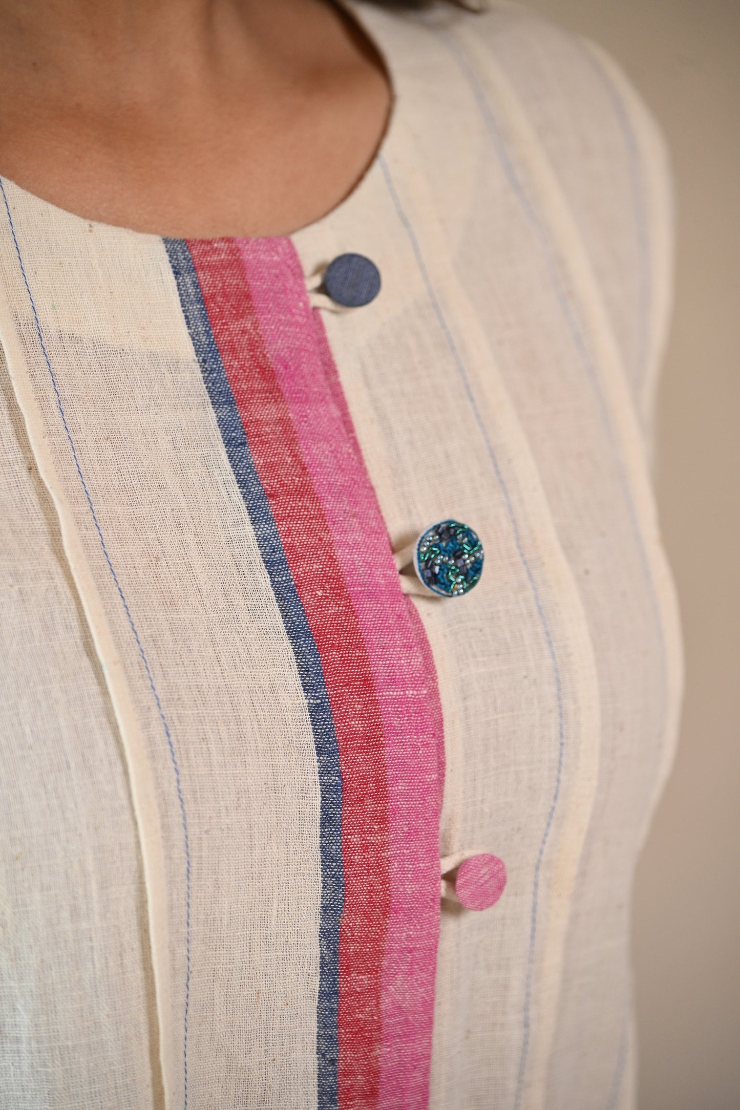 Ziggy, Tunic with Embroidered & Multi Color Button