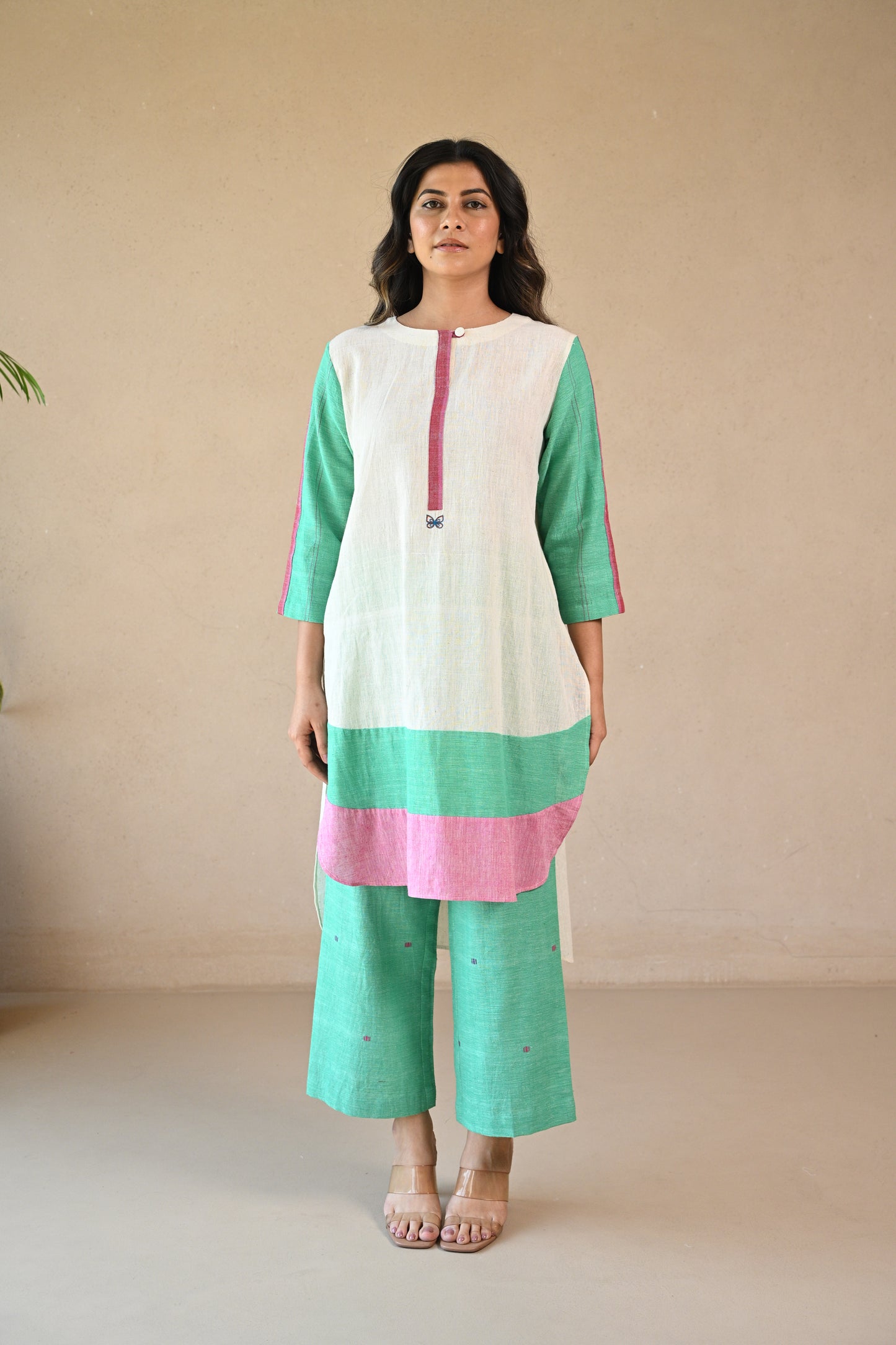 Lola, Kurta with Colour Blocking & Embroidery Accents