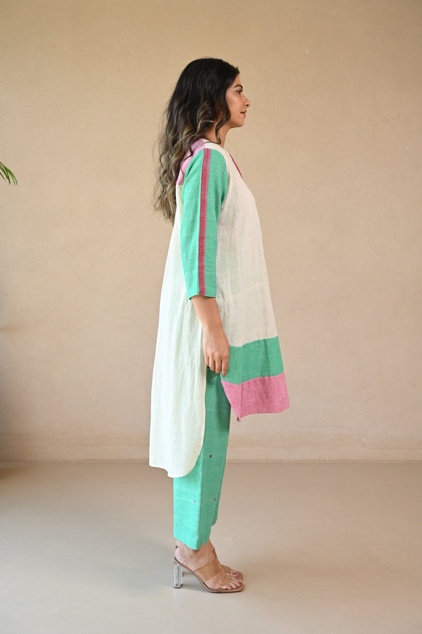 Lola, Kurta with Colour Blocking & Embroidery Accents