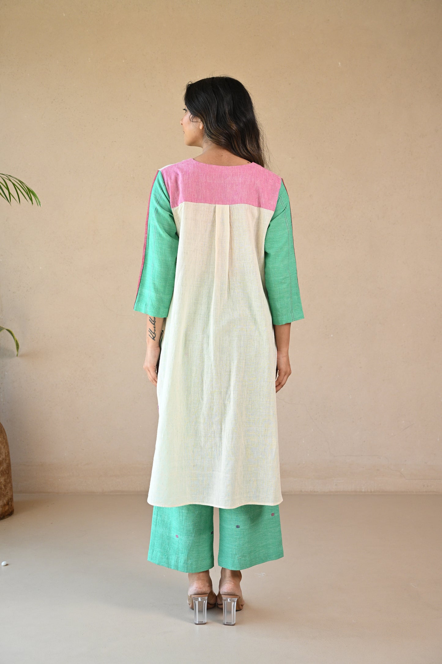 Lola, Kurta with Colour Blocking & Embroidery Accents
