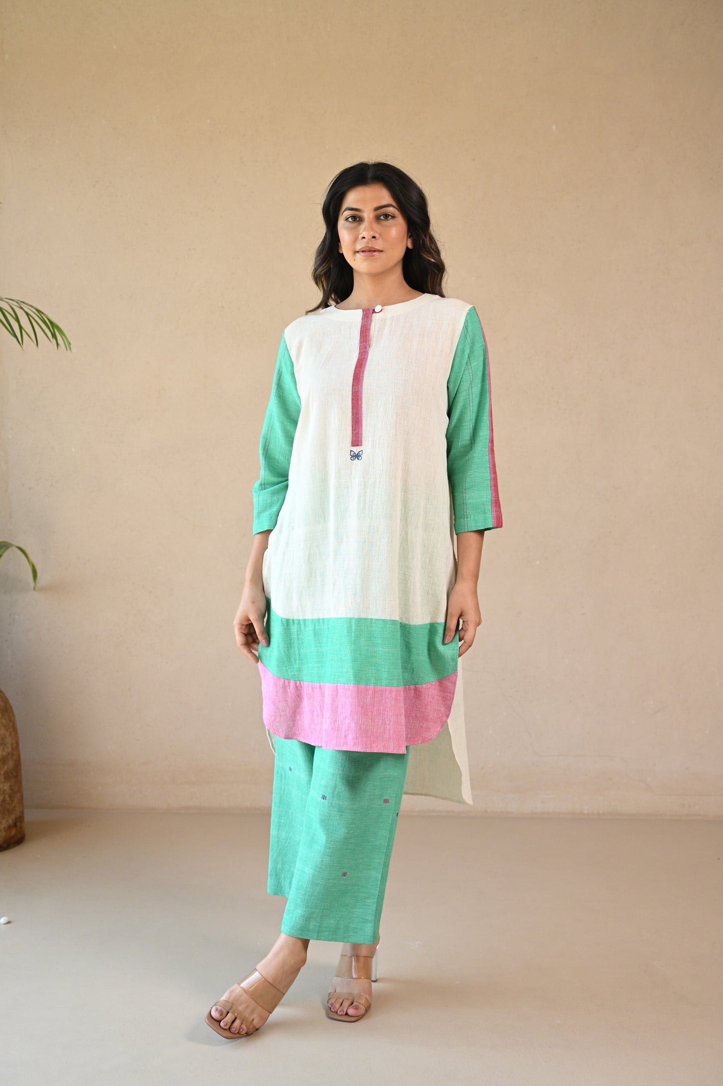 Lola, Kurta, with Colour Blocking & Embroidery Accents