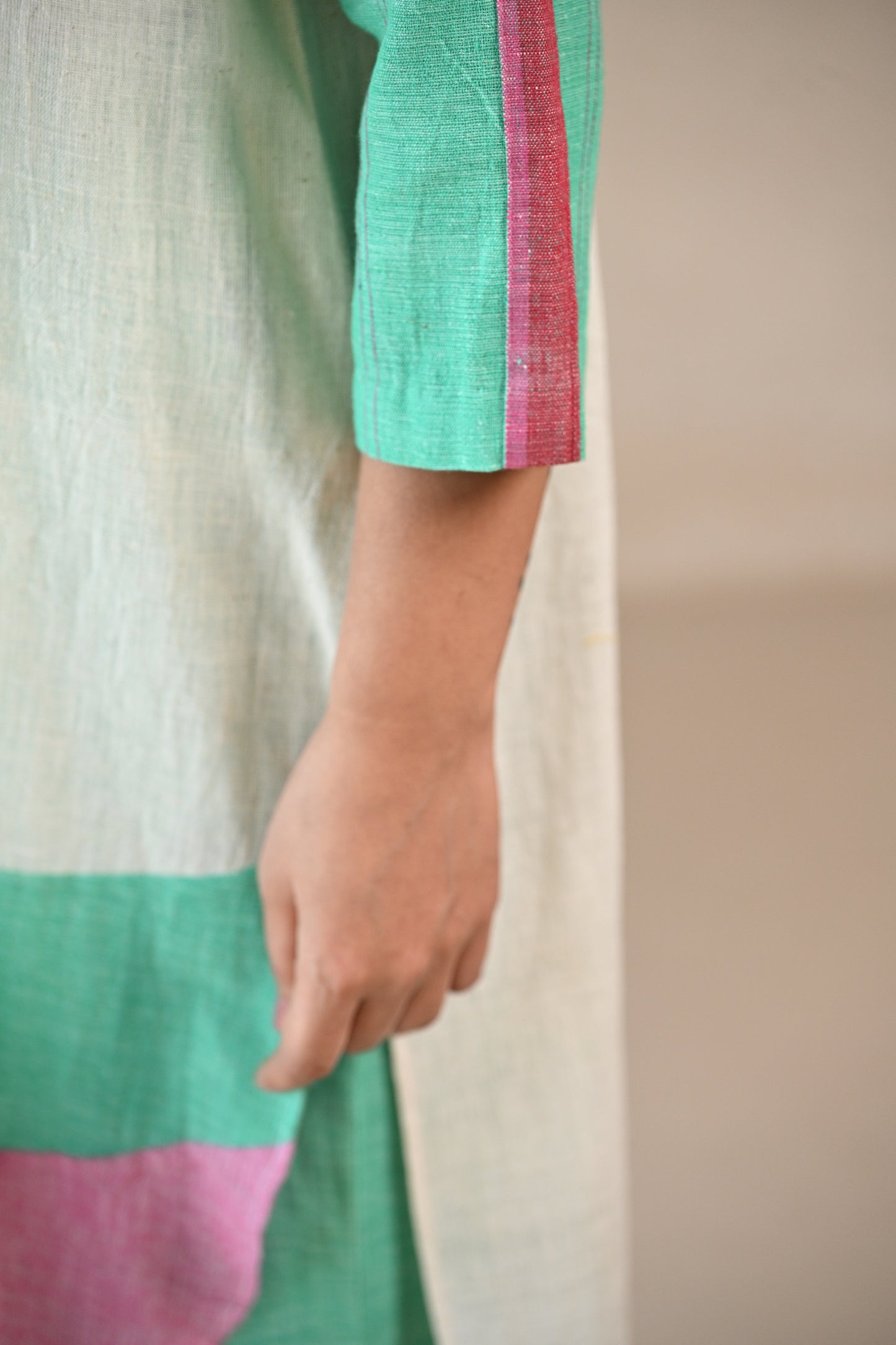 Lola, Kurta with Colour Blocking & Embroidery Accents