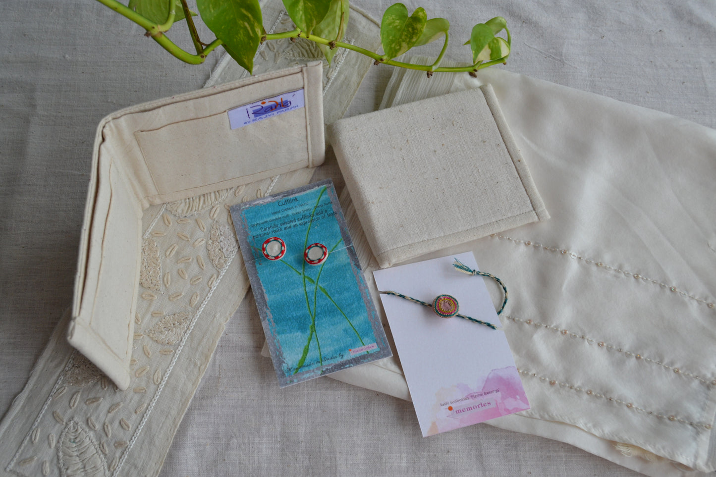 Chand Rakhi Gift Hamper for HIM (Rakhi +Cufflinks +Organic Cotton Wallet)