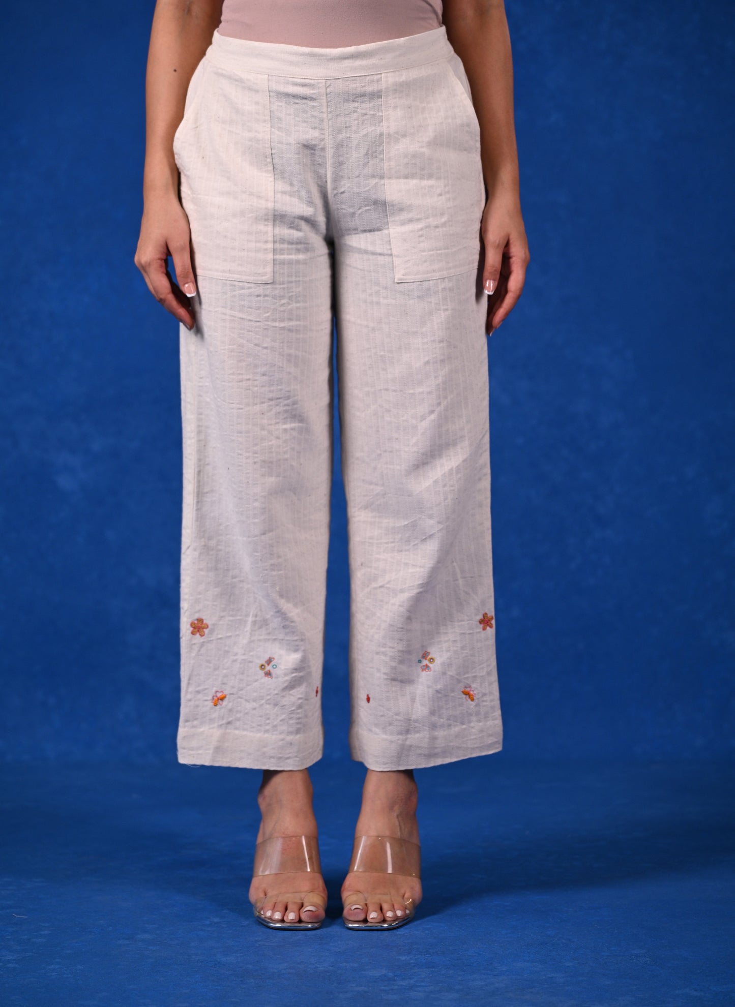 Pant, Straight Cut With Patch Pocket & Embroidery