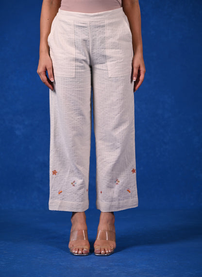 Pant, Straight Cut With Patch Pocket & Embroidery