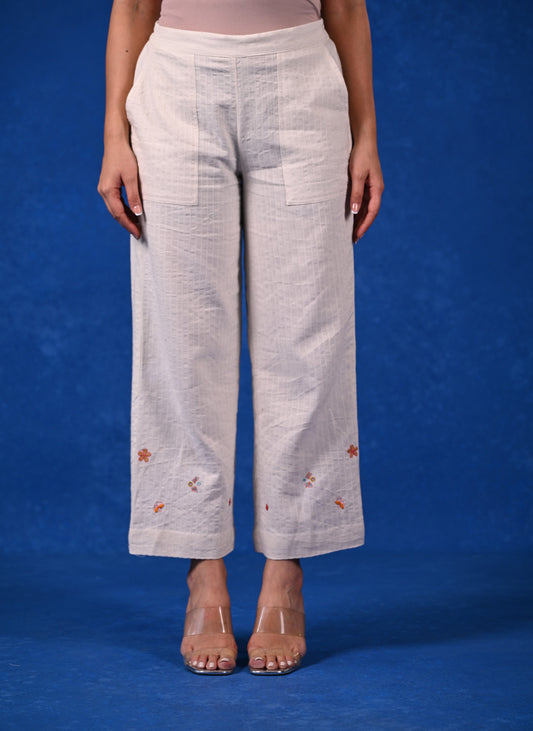 Pant, Straight Cut With Patch Pocket & Embroidery