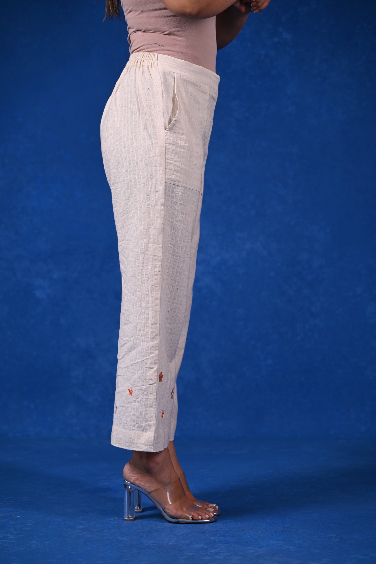 Pant, Straight Cut With Patch Pocket & Embroidery