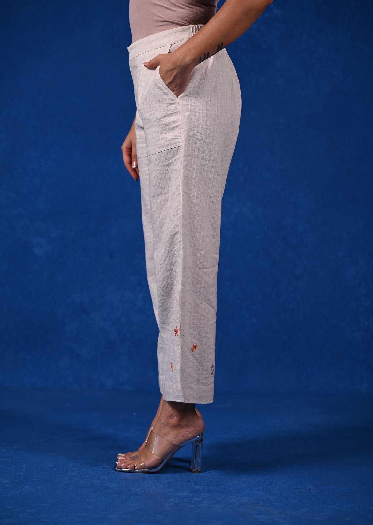 Pant, Straight Cut With Patch Pocket & Embroidery