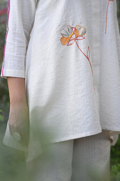 Lotus, Tunic With Collar & Embroidery