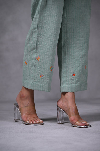 Pant, Straight Cut With Patch Pocket & Embroidery