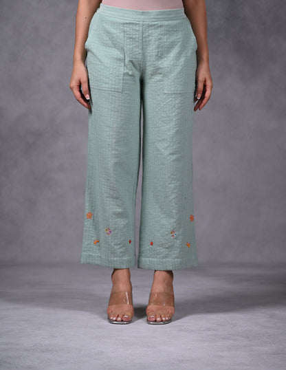 Pant, Straight Cut With Patch Pocket & Embroidery