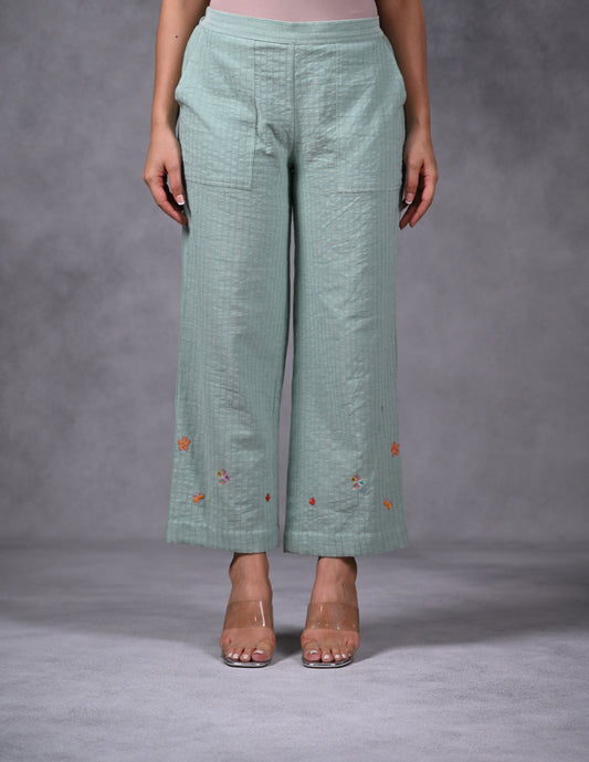 Pant, Straight Cut With Patch Pocket & Embroidery